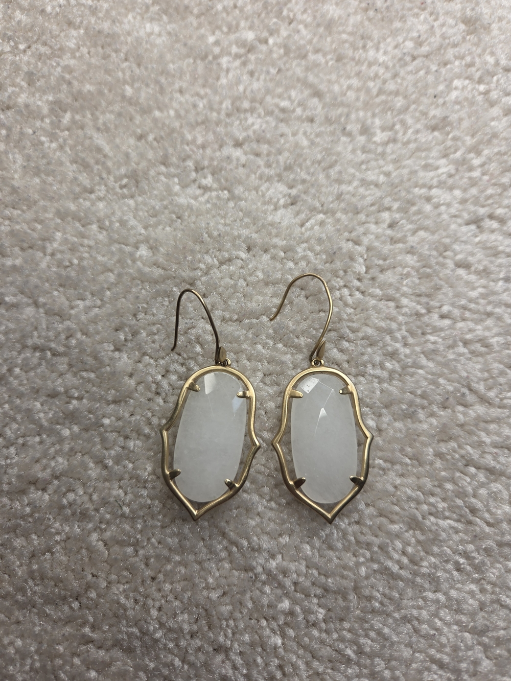 Gold Frame White Stone Drop Earrings - Stella & Dot